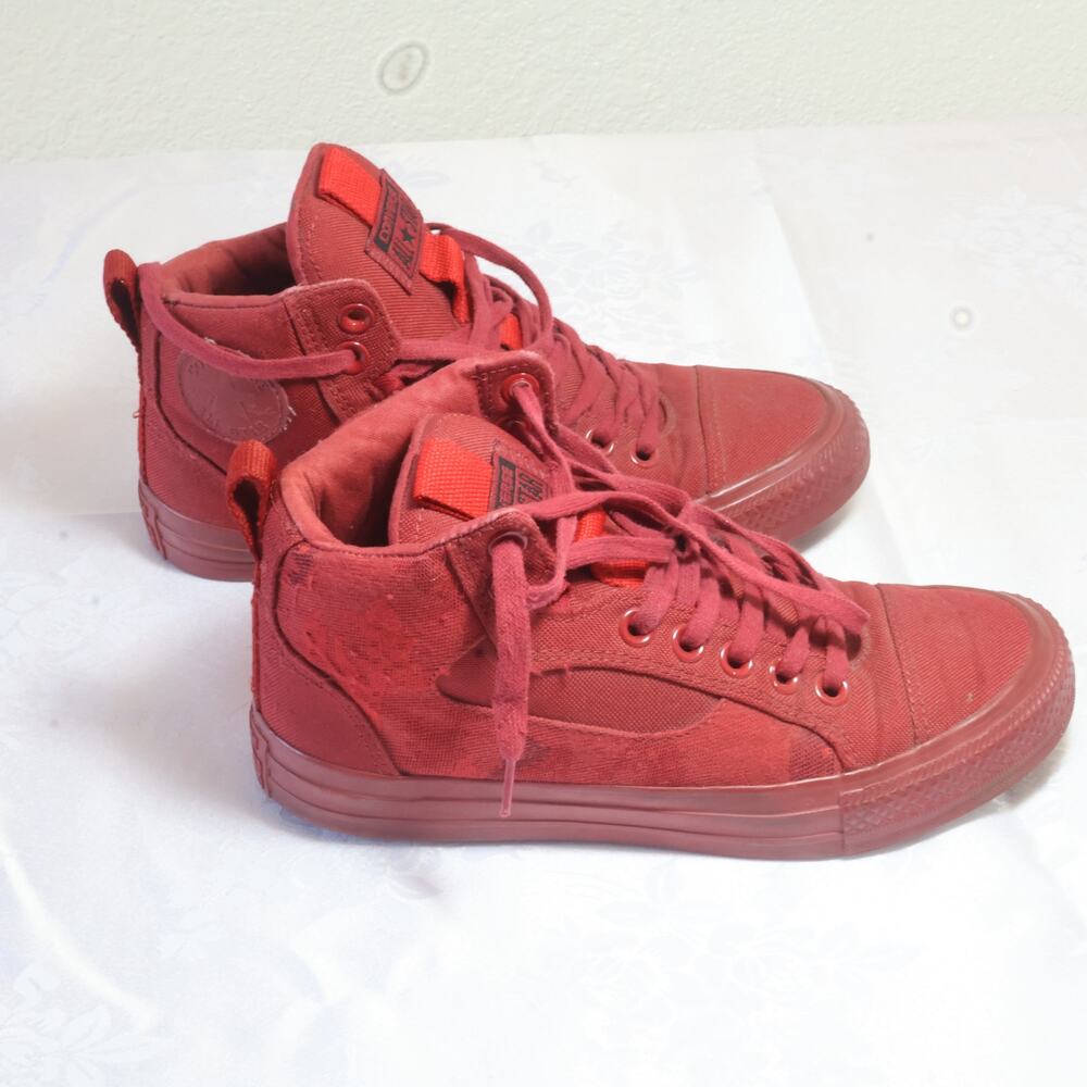 Converse All Star Red Map Print High Top Sneakers Unisex 5 / Women’s 6.